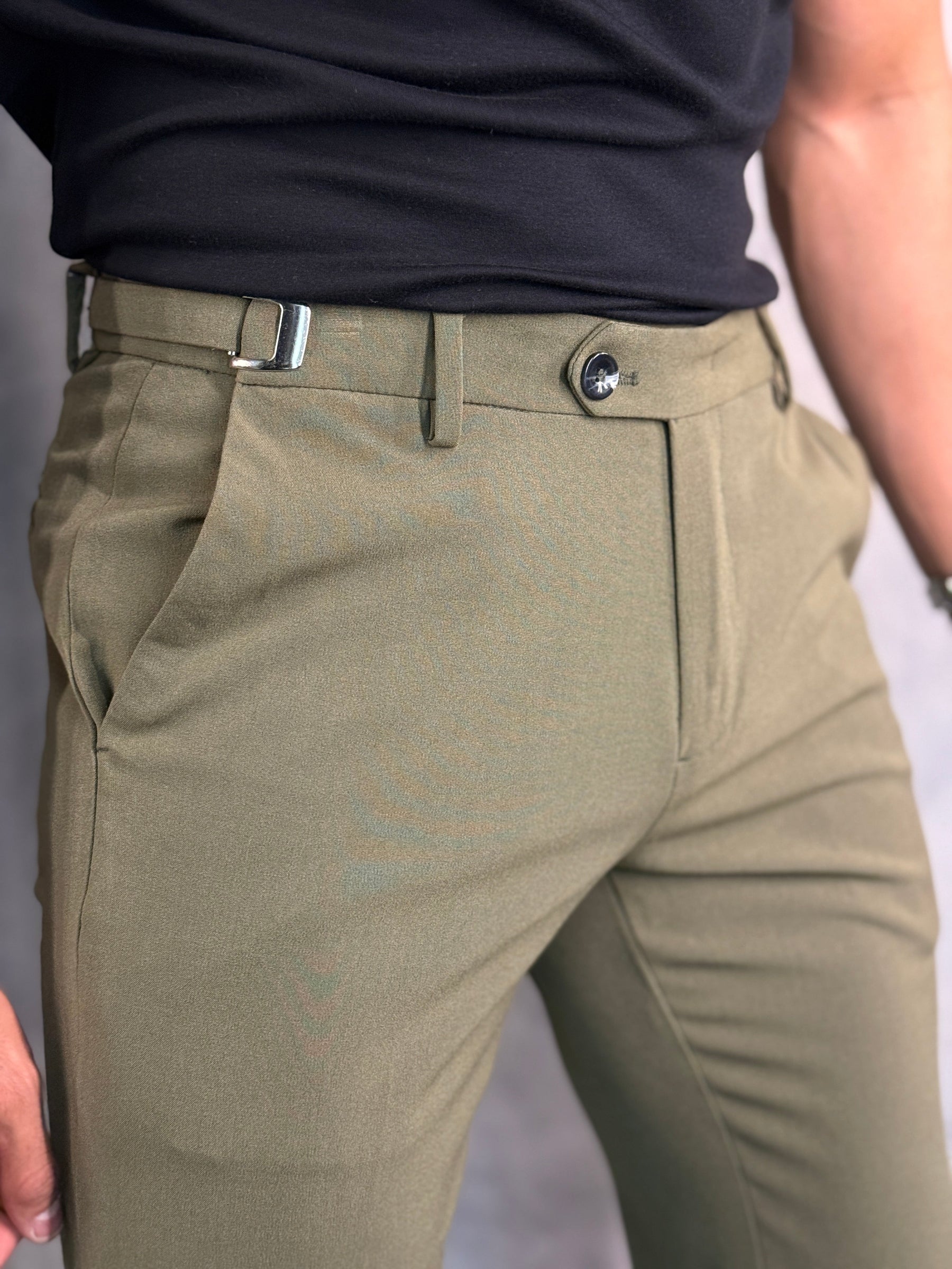 CALÇA ALF. ATENAS SLIM REGULÁVEL PONTO VERDE MILITAR
