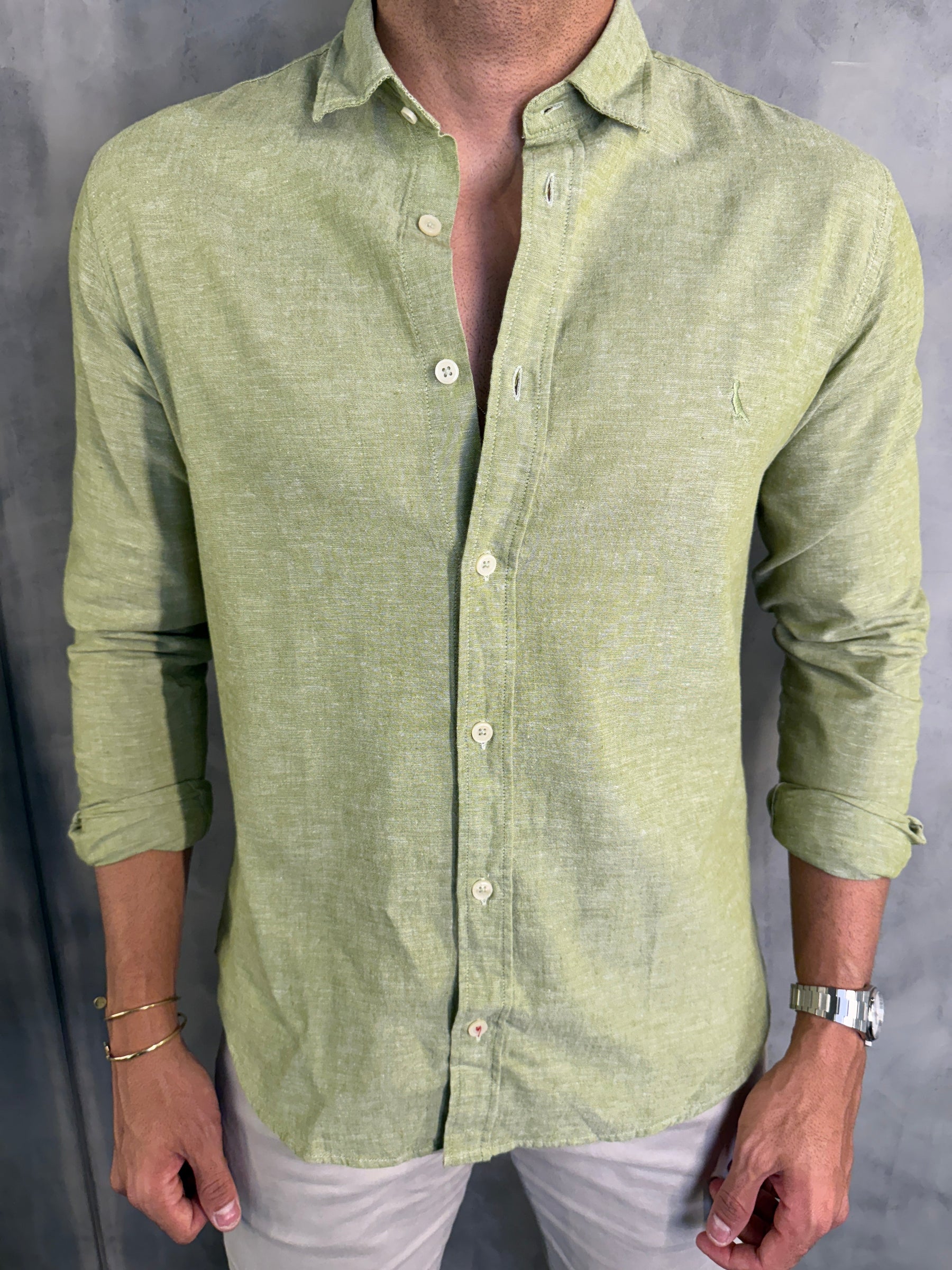 CAMISA M/L LINHO PIENZA RESERVA PISTACHE