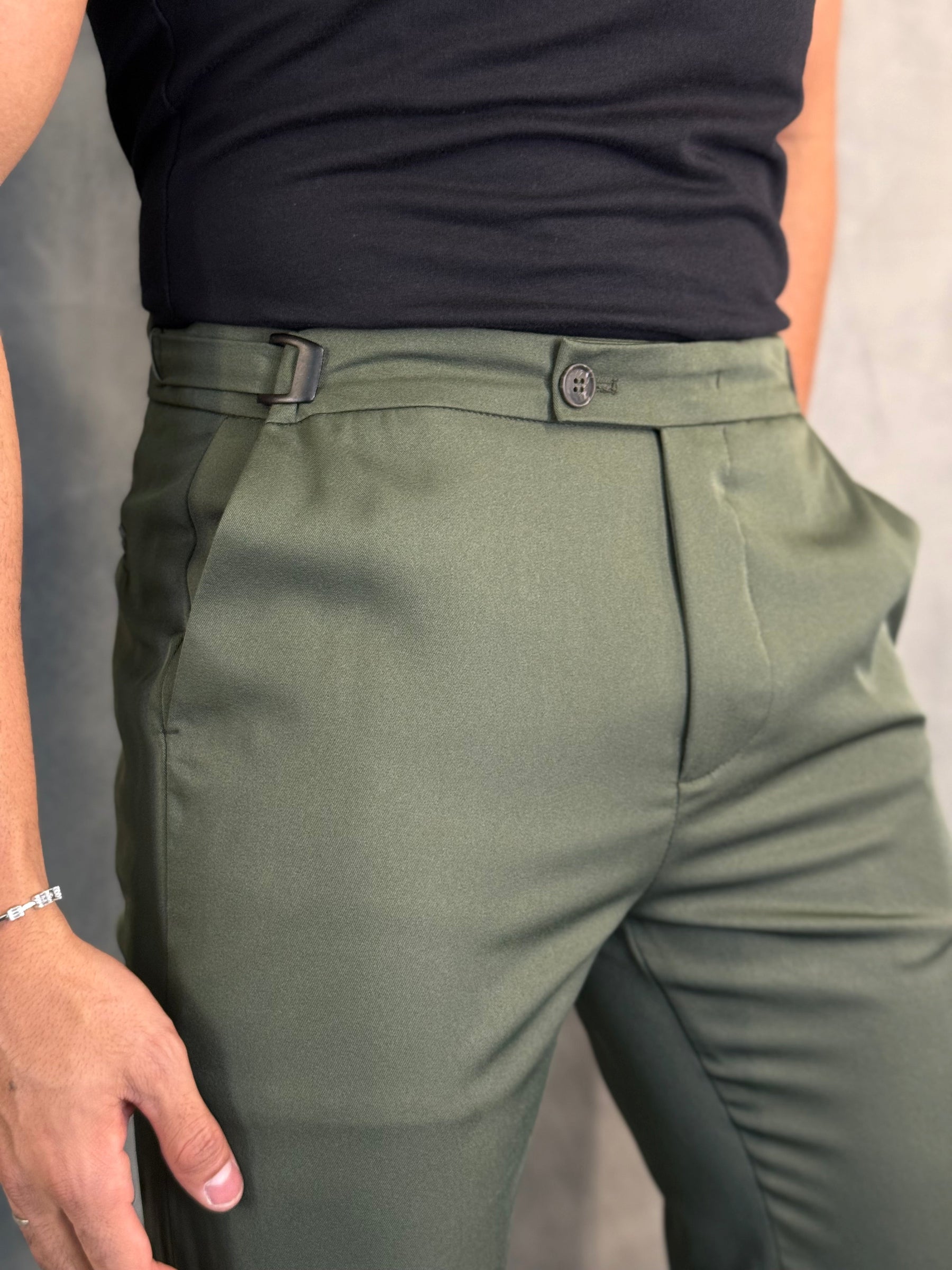 CALÇA ALF. VIENA AJUSTE CATRACA PONTO H VERDE MILITAR