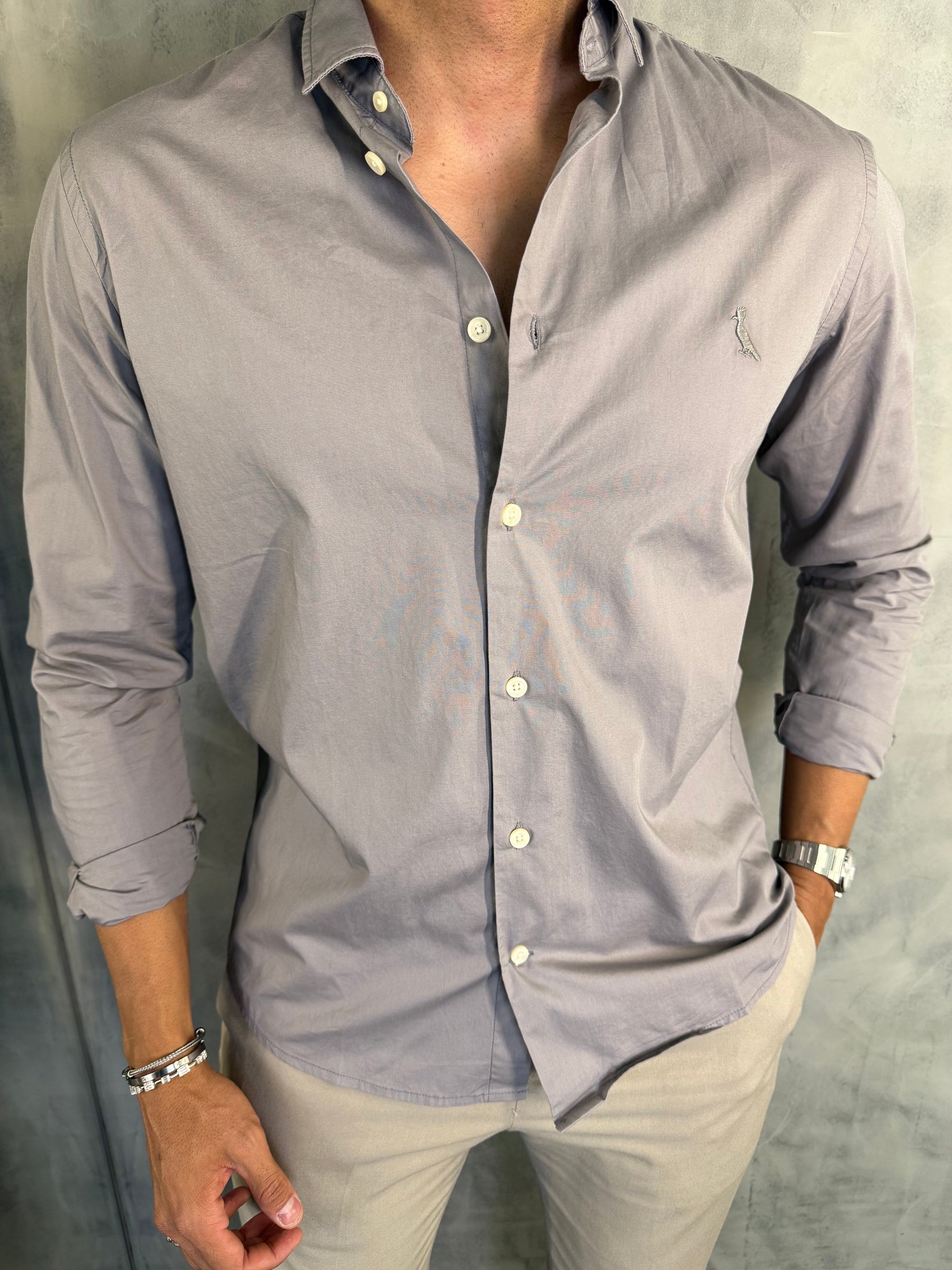 CAMISA M/L PORTO RESERVA CINZA LUA