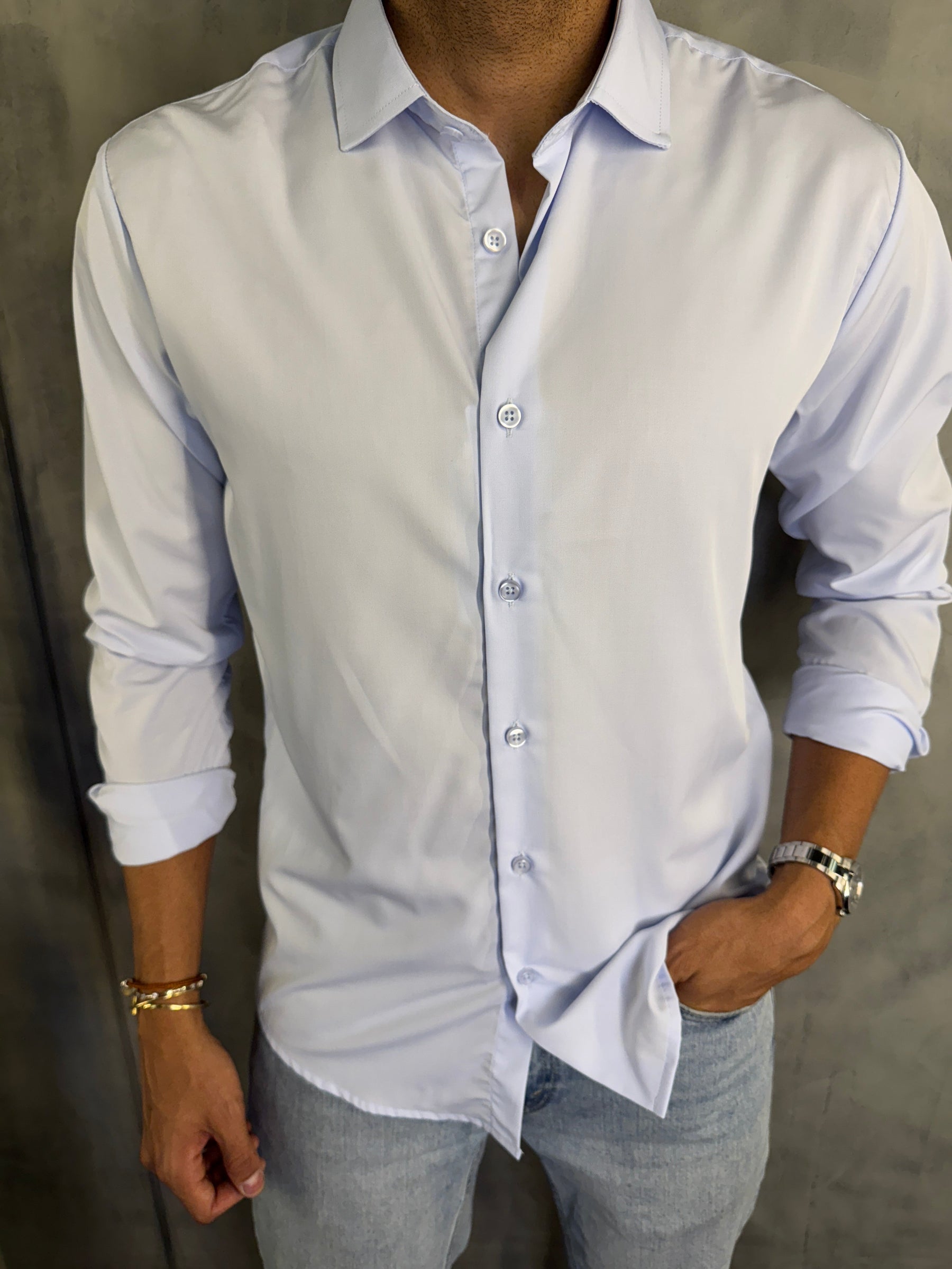 CAMISA M/L FIBRA DE BAMBU PONTO H AZUL BB