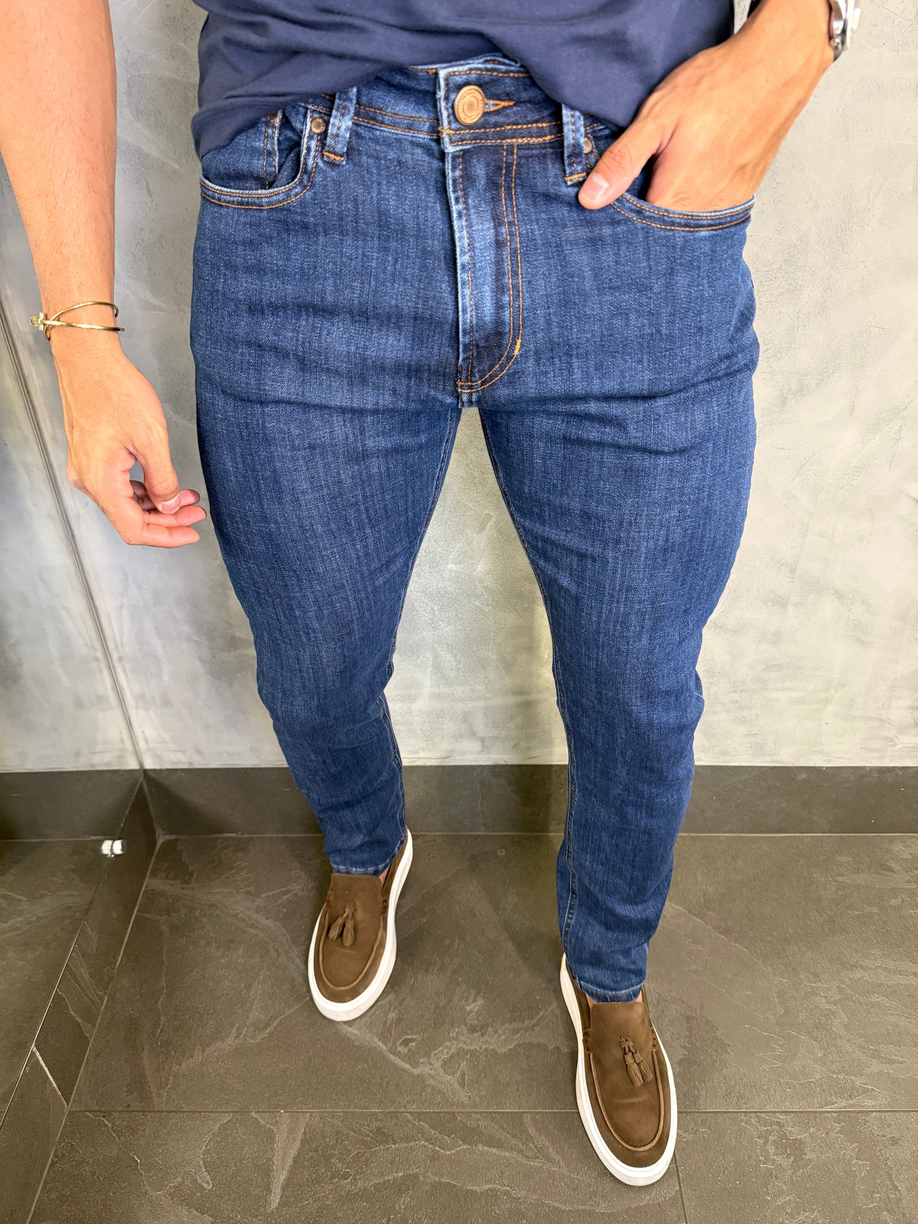 CALÇA JEANS NANJING DENIM SKINNY PONTO H JEANS ESCURO