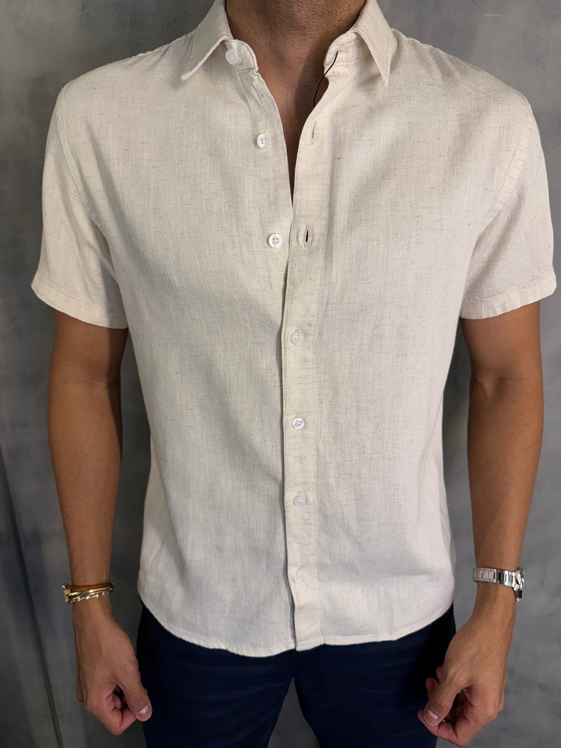 CAMISA M/C CASUAL LIOCEL LINHO KINGEJOE NATURAL