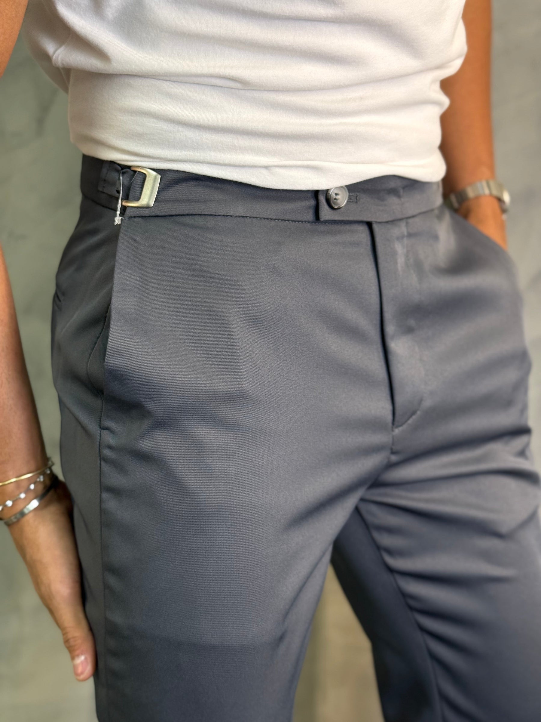 CALÇA ALF. VIENA AJUSTE CATRACA PONTO H CHUMBO