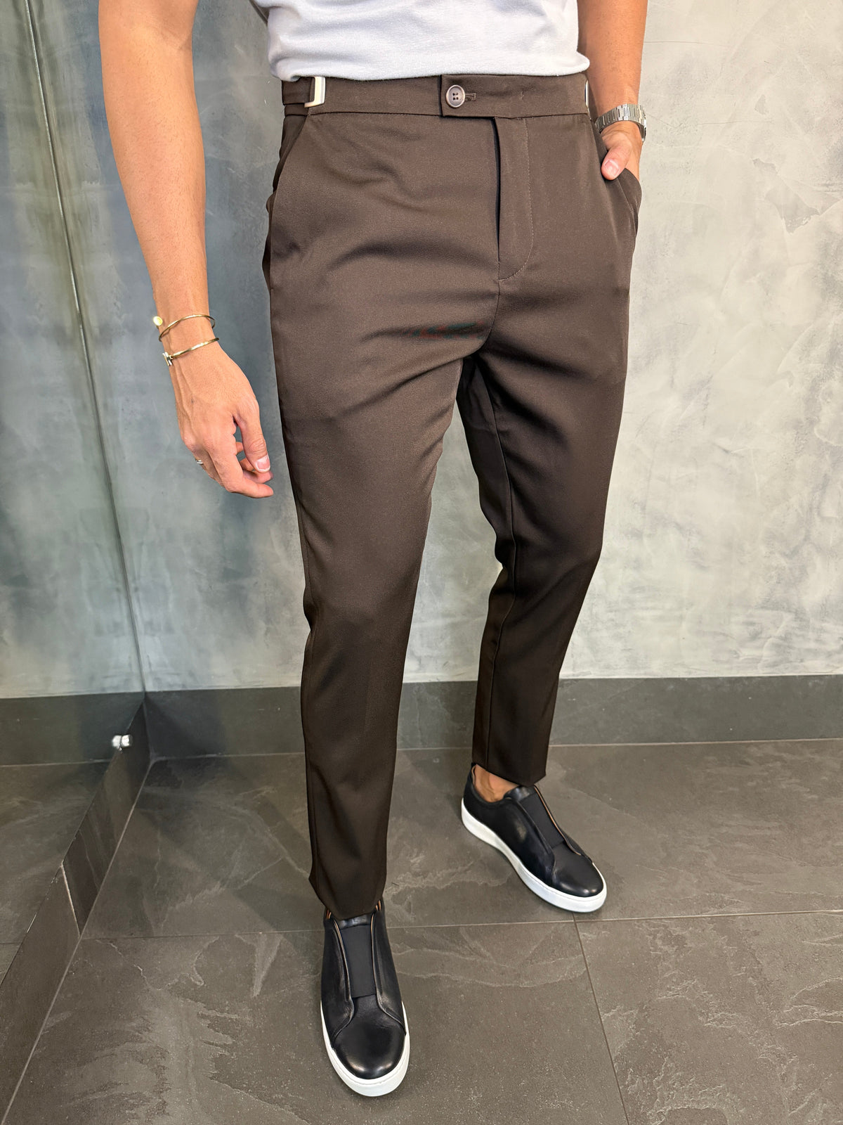 CALÇA ALF. VIENA AJUSTE CATRACA PONTO H CAFÉ