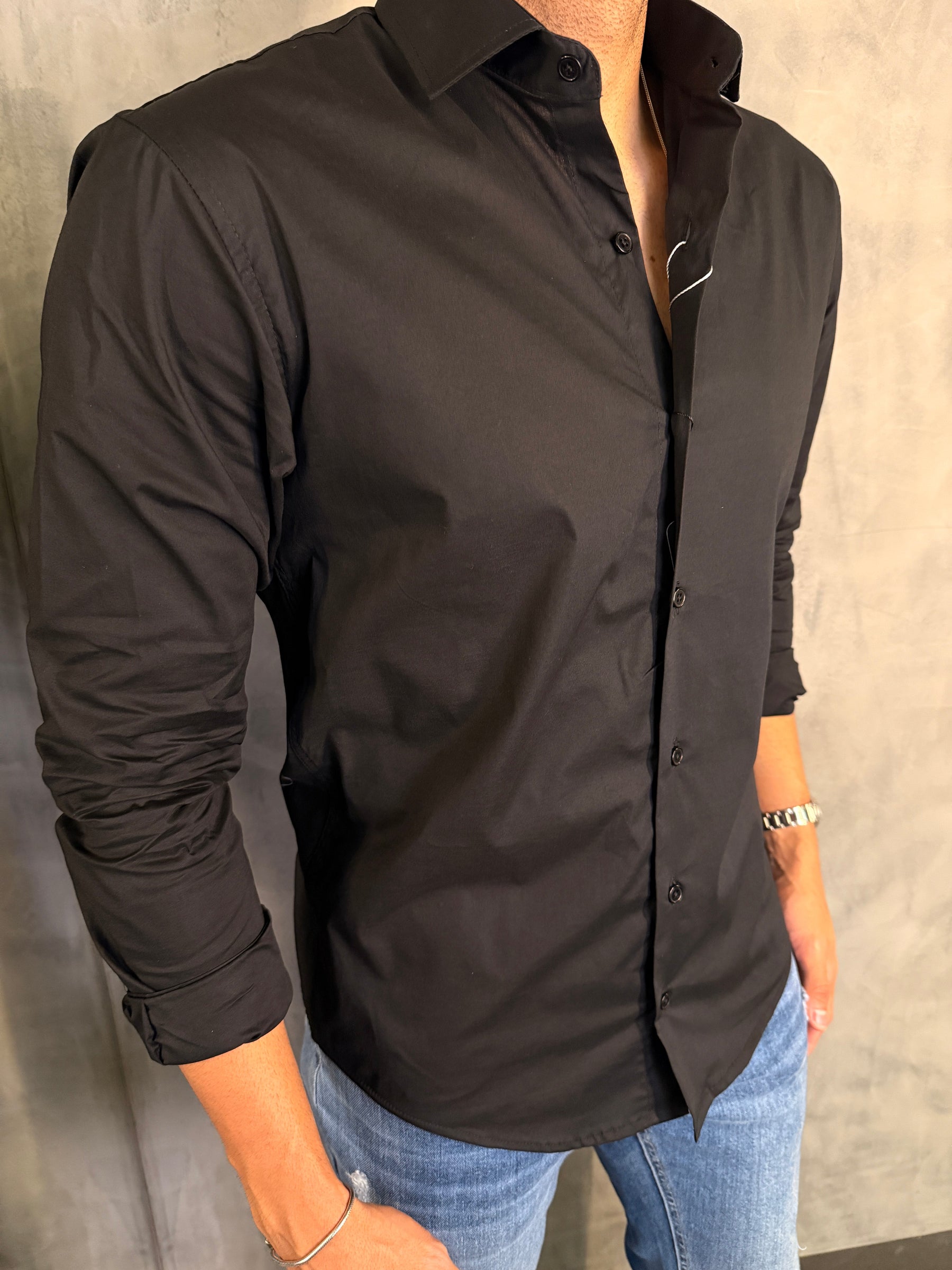 CAMISA M/L SLIM TRICOLINE C/ ELASTANO PONTO H