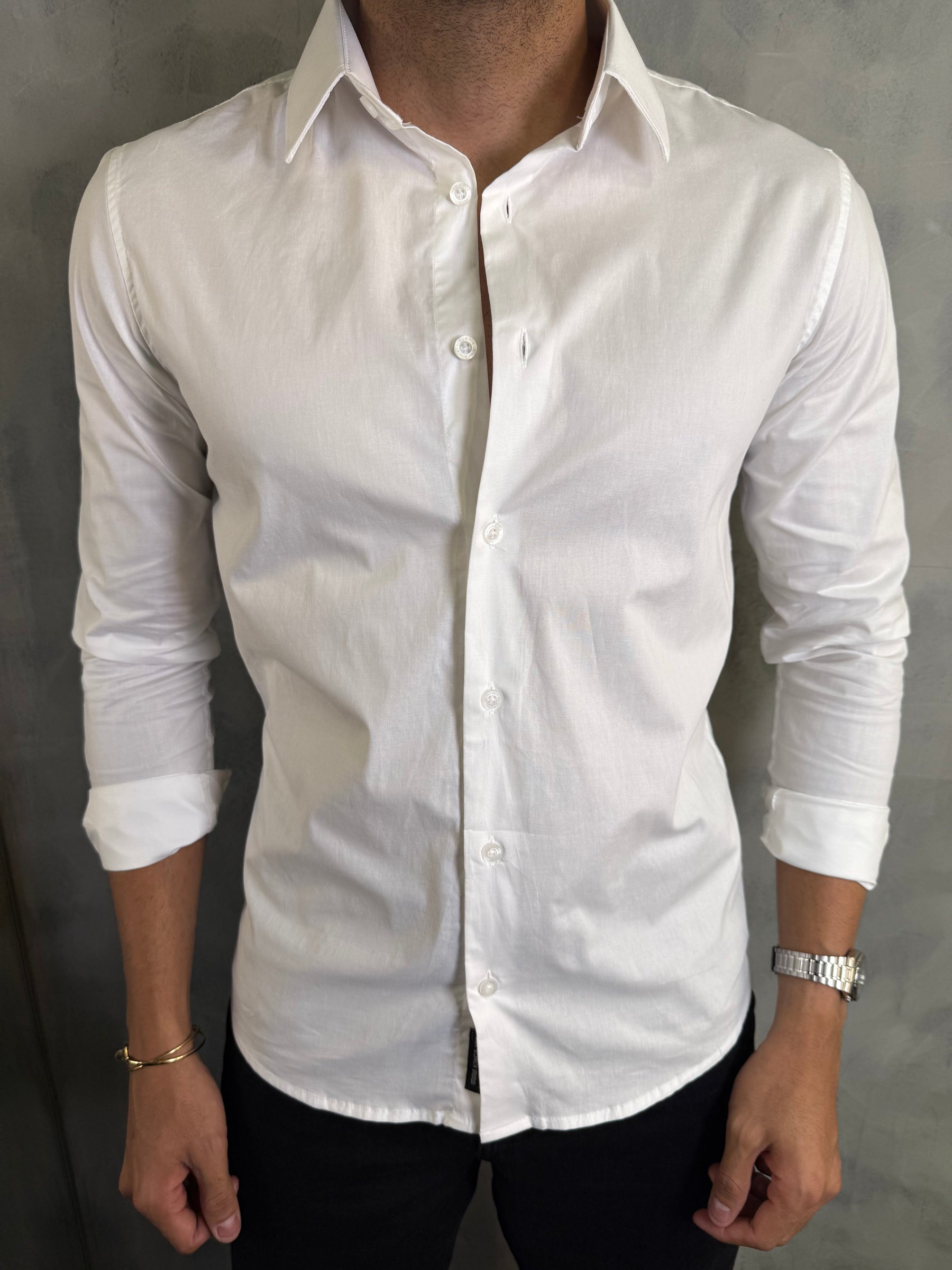 CAMISA SOCIAL M/L ELASTANO KINGEJOE BRANCO