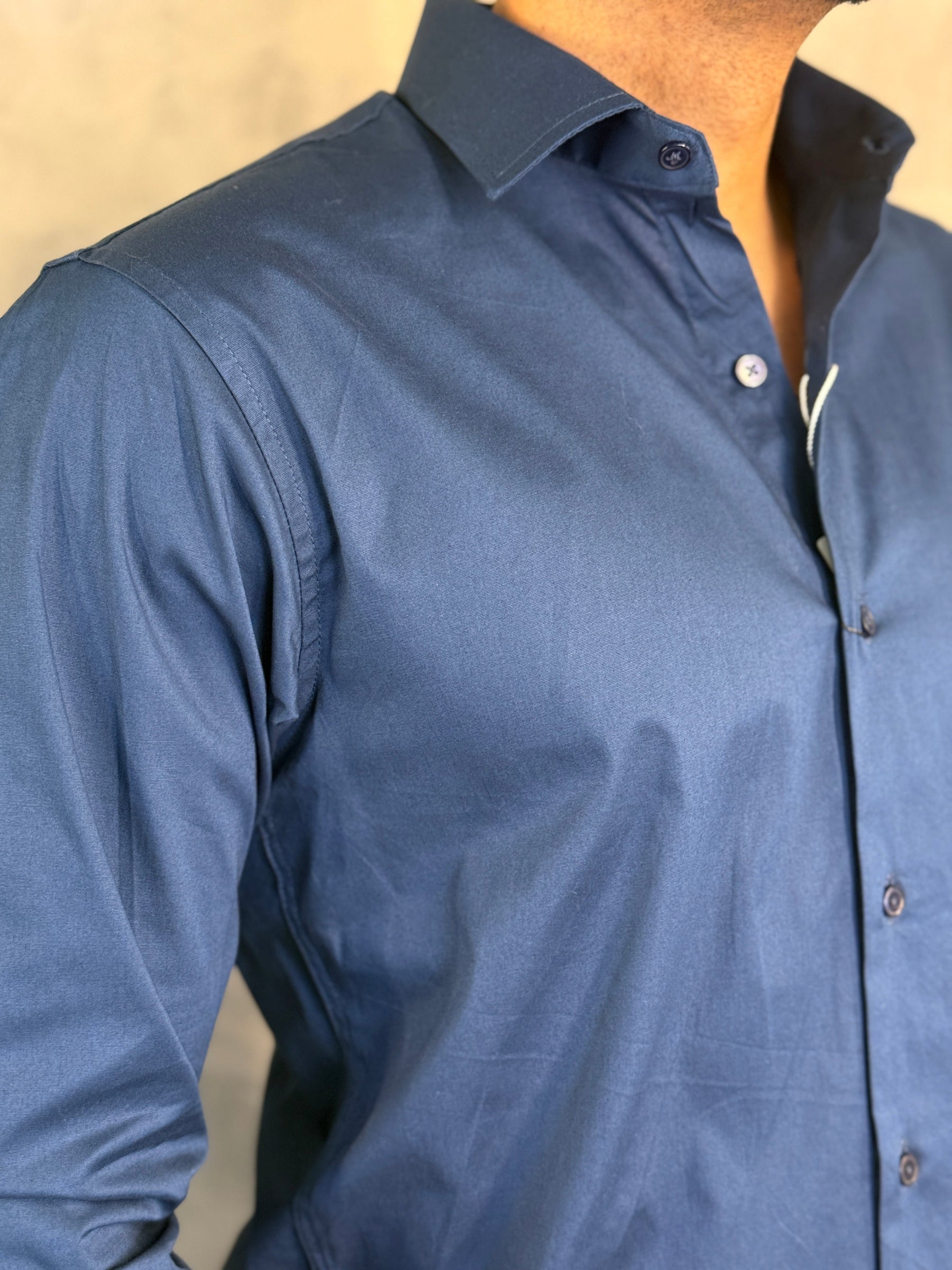 CAMISA M/L SLIM TRICOLINE C/ ELASTANO PONTO H