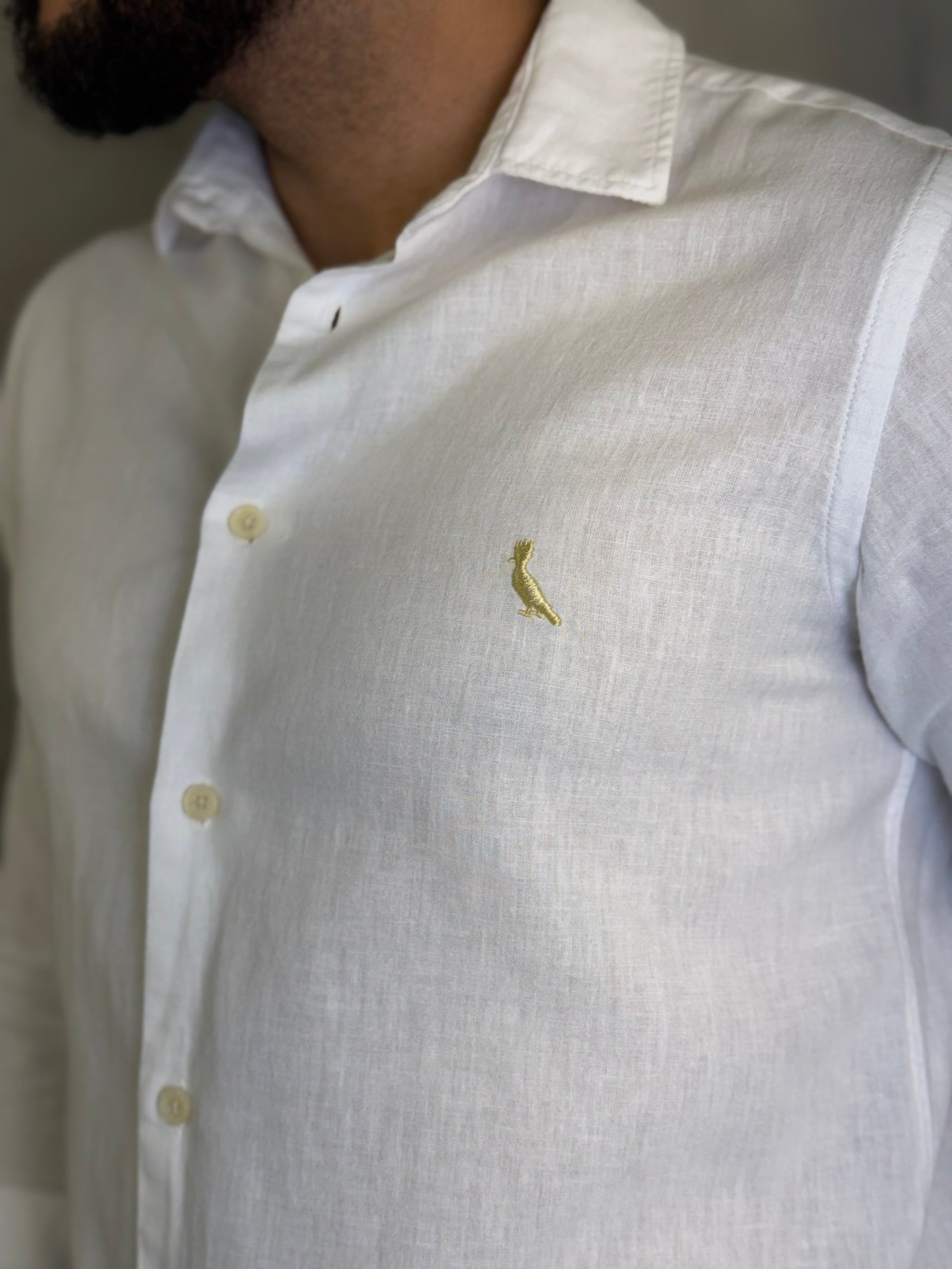 CAMISA M/L LINHO BORDADO GOLDEN RESERVA BRANCO