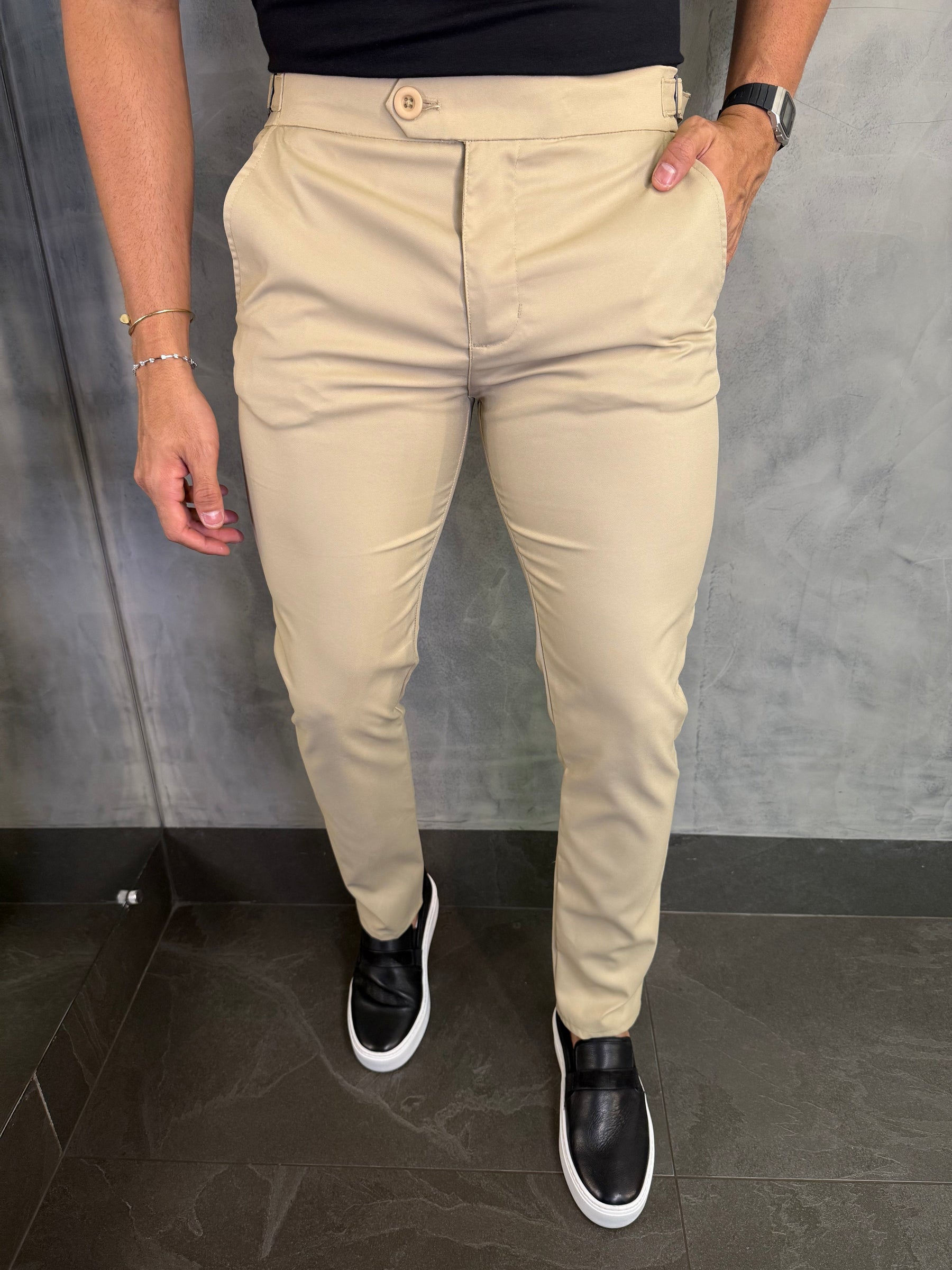 CALÇA ALF. REGULAGEM BUZIOS PONTO H BEGE