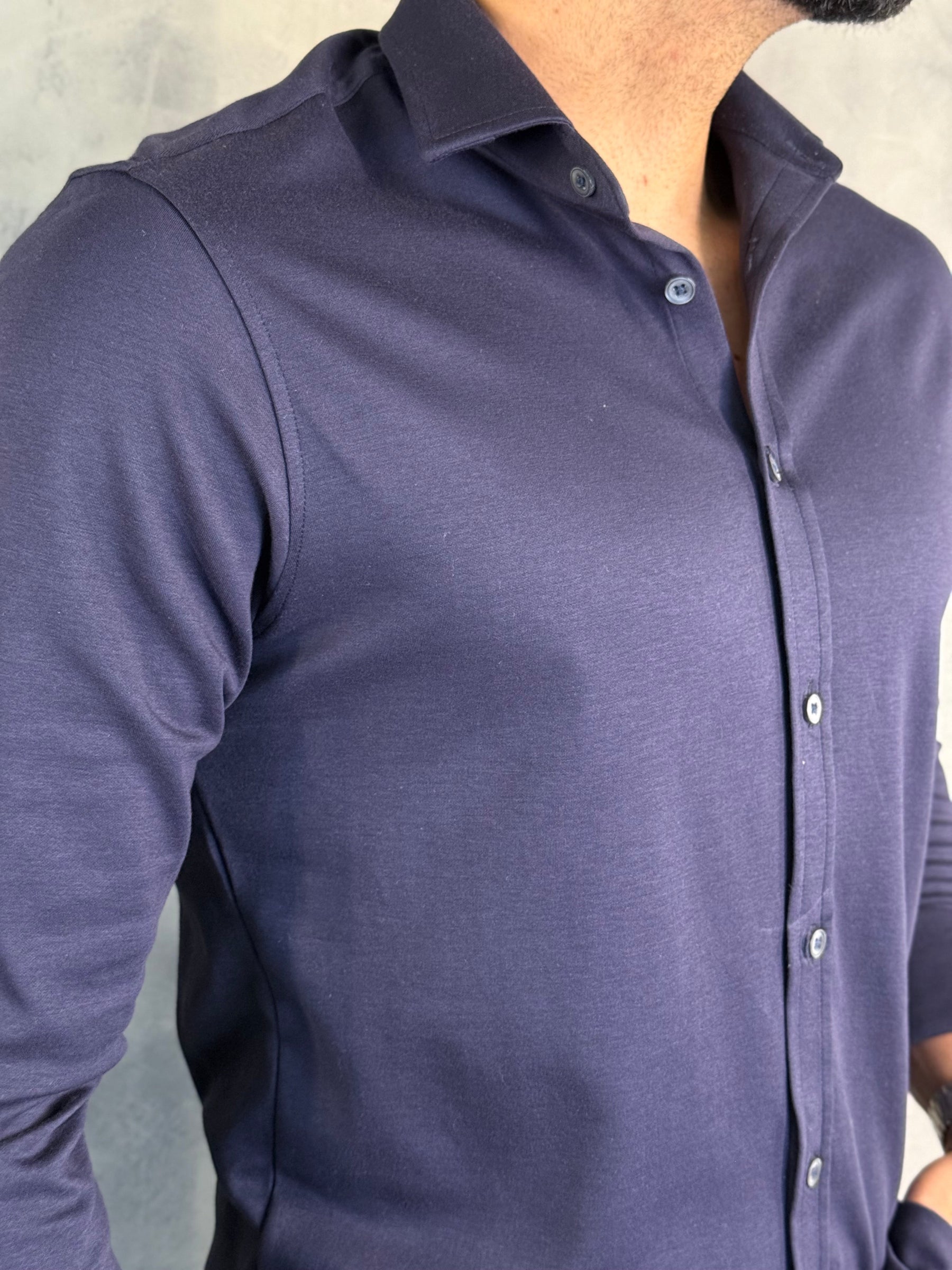 CAMISA M/L MALHA PONTO H MARINHO