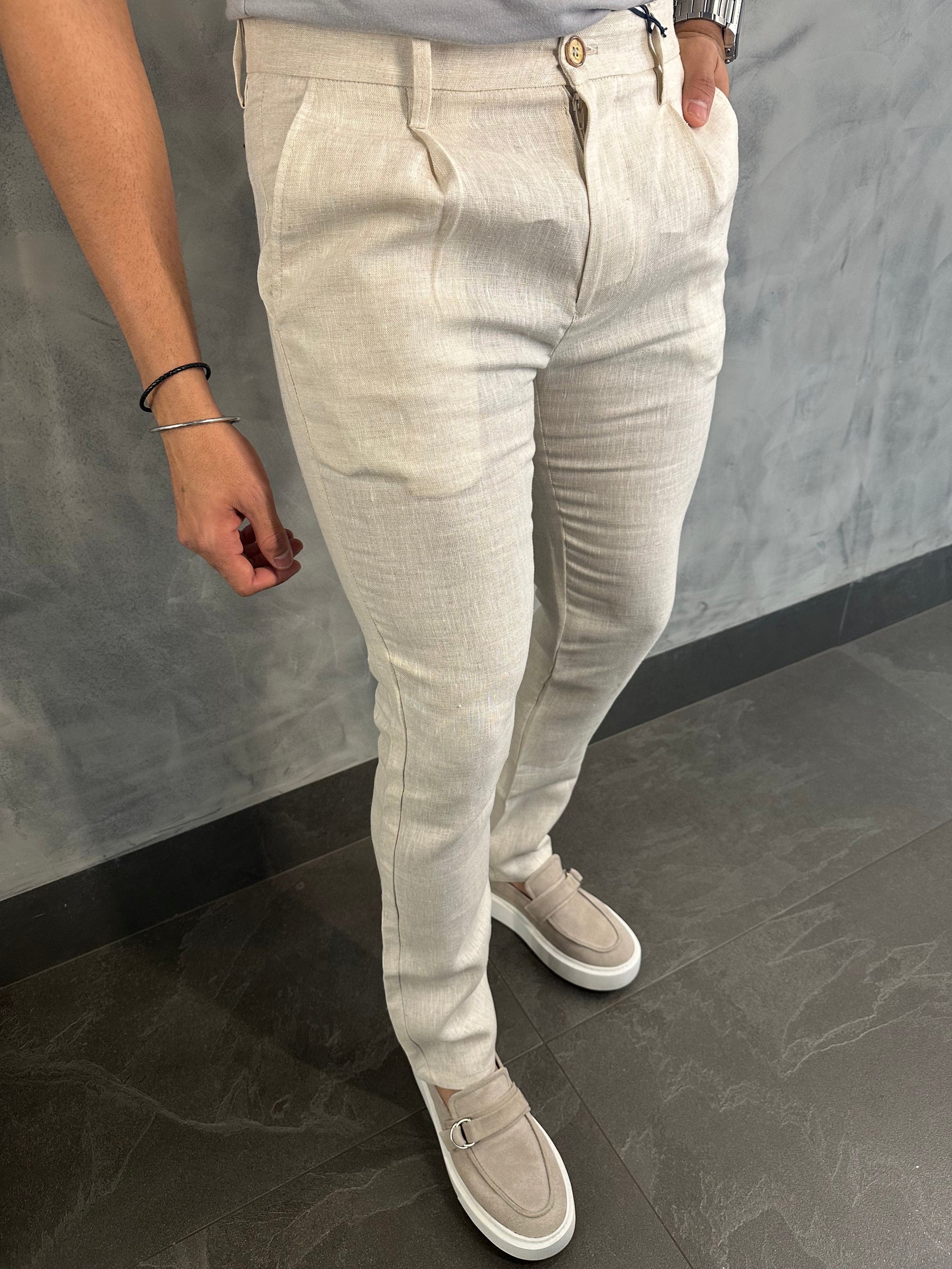 CALÇA ALF. LINHO SKINNY C/ PREGAS BAREZY