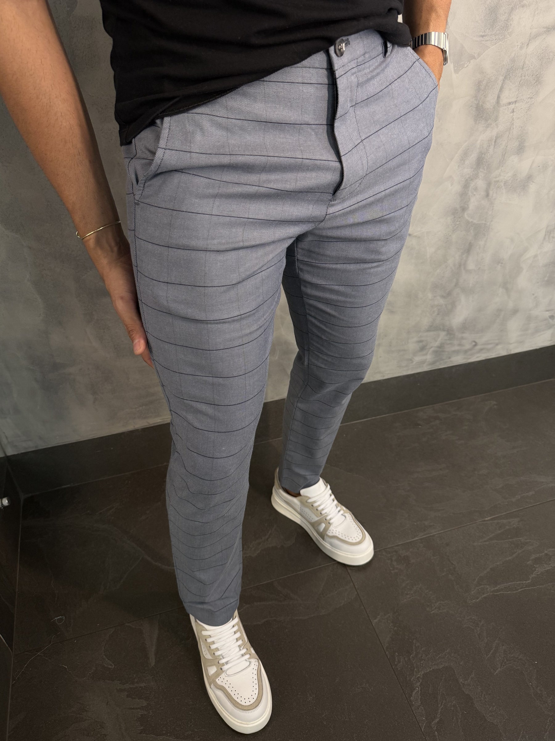 CALÇA ALF. SARJA SKINNY FIO TINTO XADREZ BAREZY