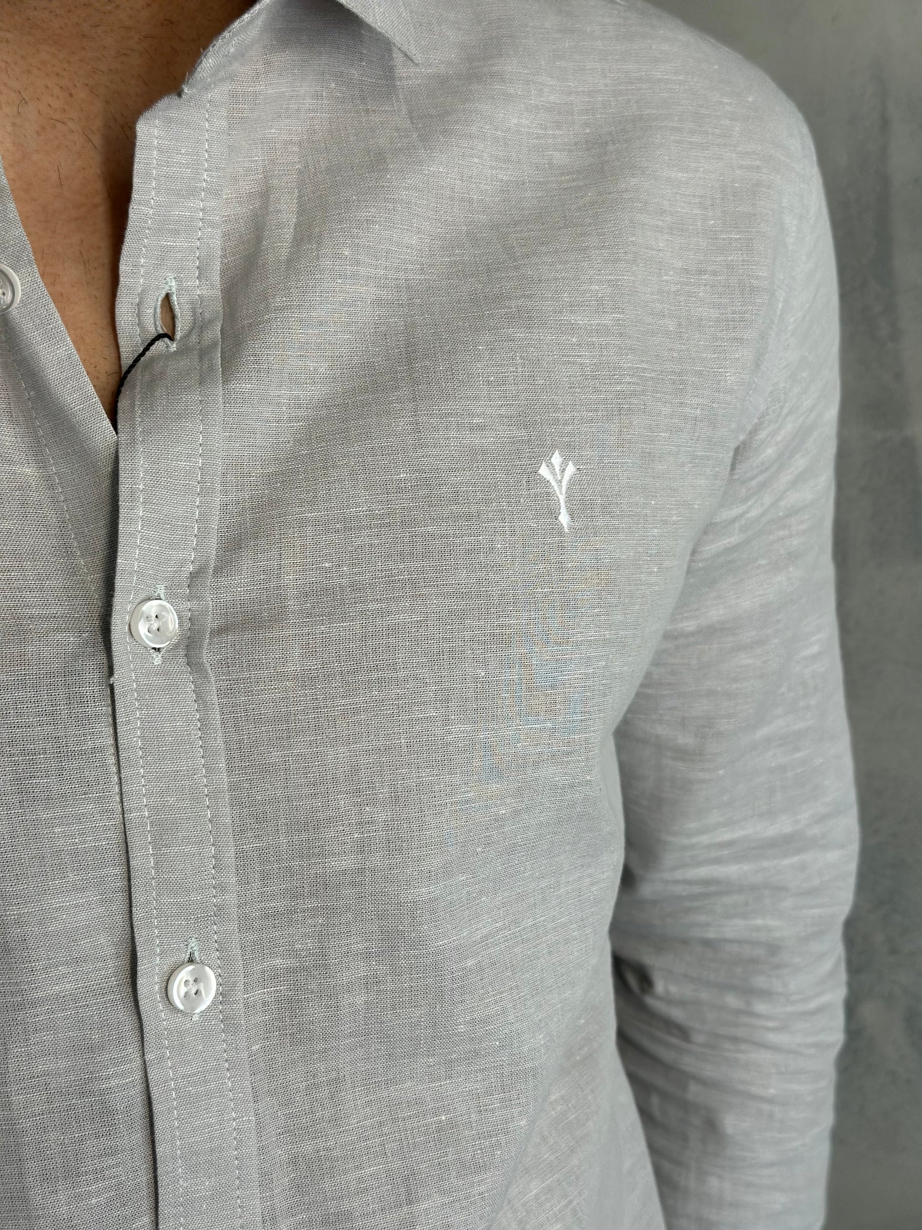 CAMISA DE LINHO M/L INDICCATTO CINZA CL
