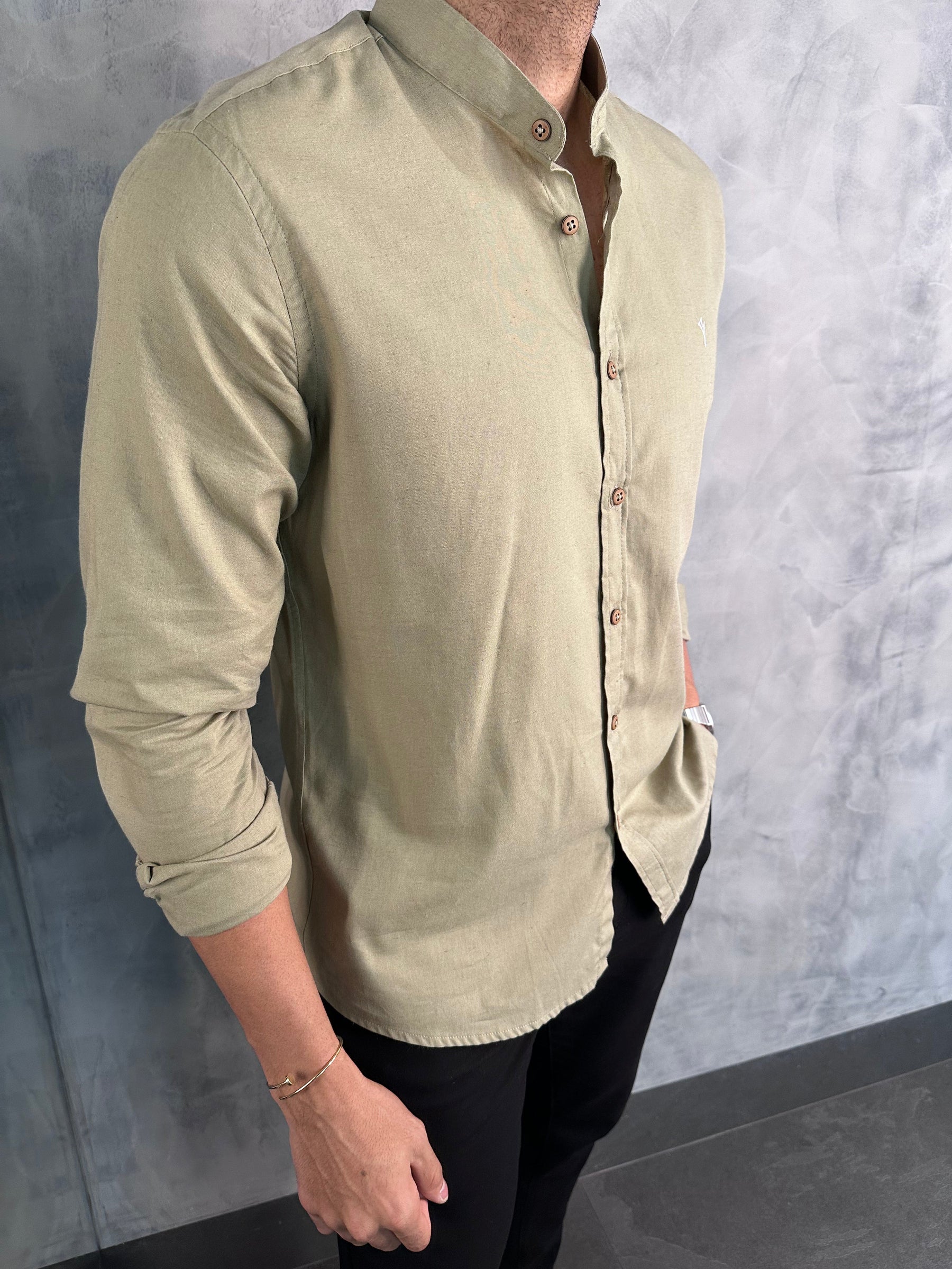 CAMISA GOLA PADRE M/L INDICCATTO VERDE SALVIA