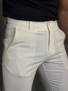 CALÇA ALF. SLIM STRETCH C/ AJUSTE BOTÃO PONTO H OFF WHITE