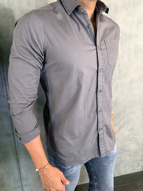 CAMISA M/L SARJA TINTURADA PONTO H