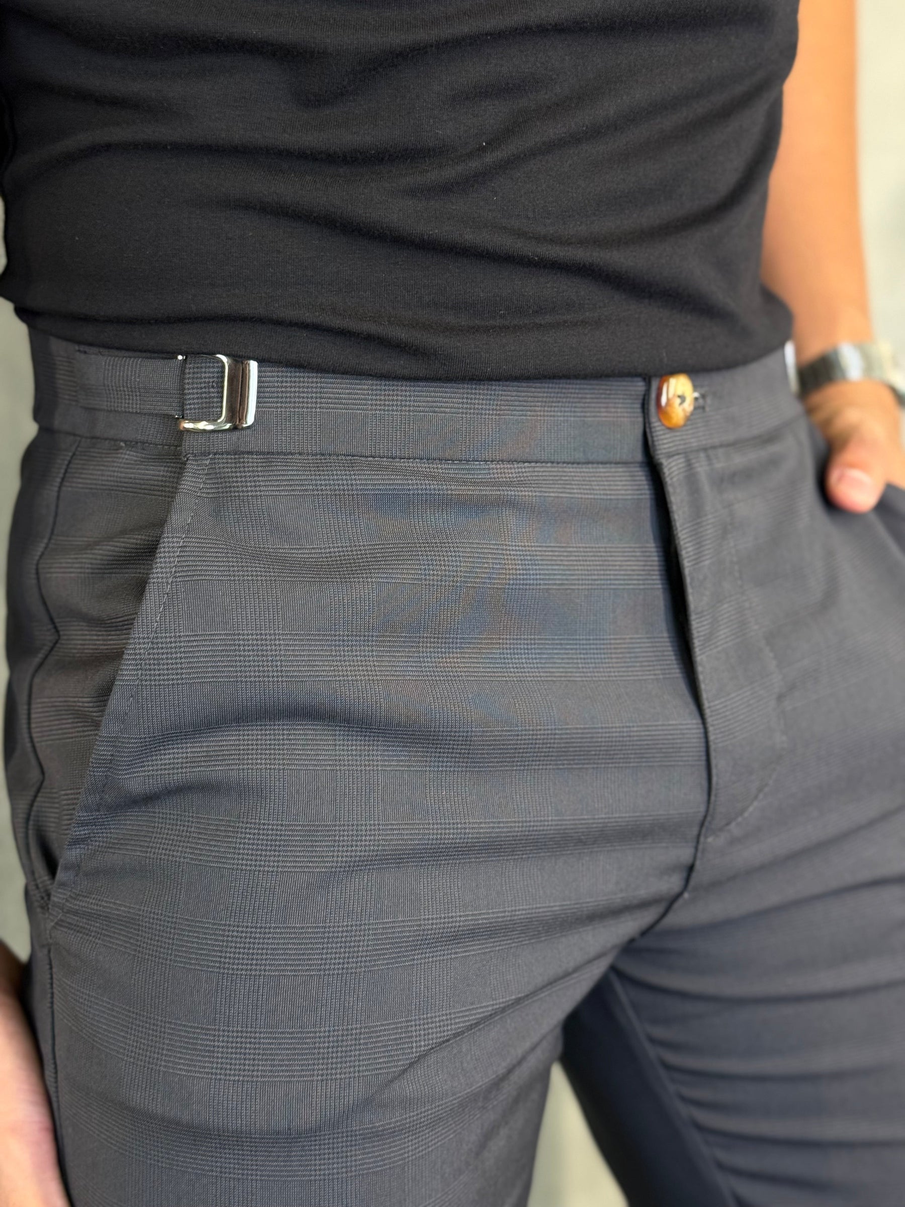 CALÇA ALF. PRÍNCIPE DE GALES PONTO H PRETO