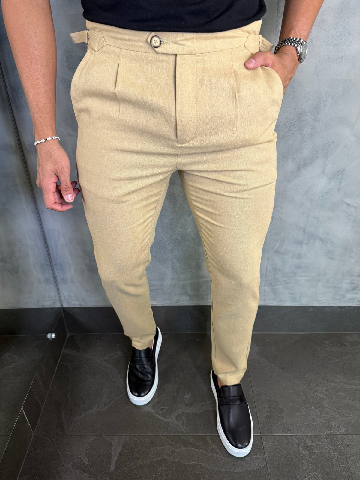 CALÇA ALF. VERONA LINHO PONTO H KHAKI