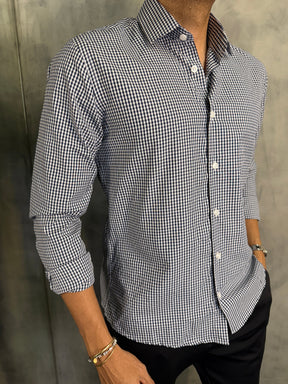 CAMISA M/L BOSSA NOVA XADREZ PONTO H AZUL