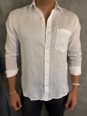 CAMISA M/L PURO LINHO PONTO H BRANCO