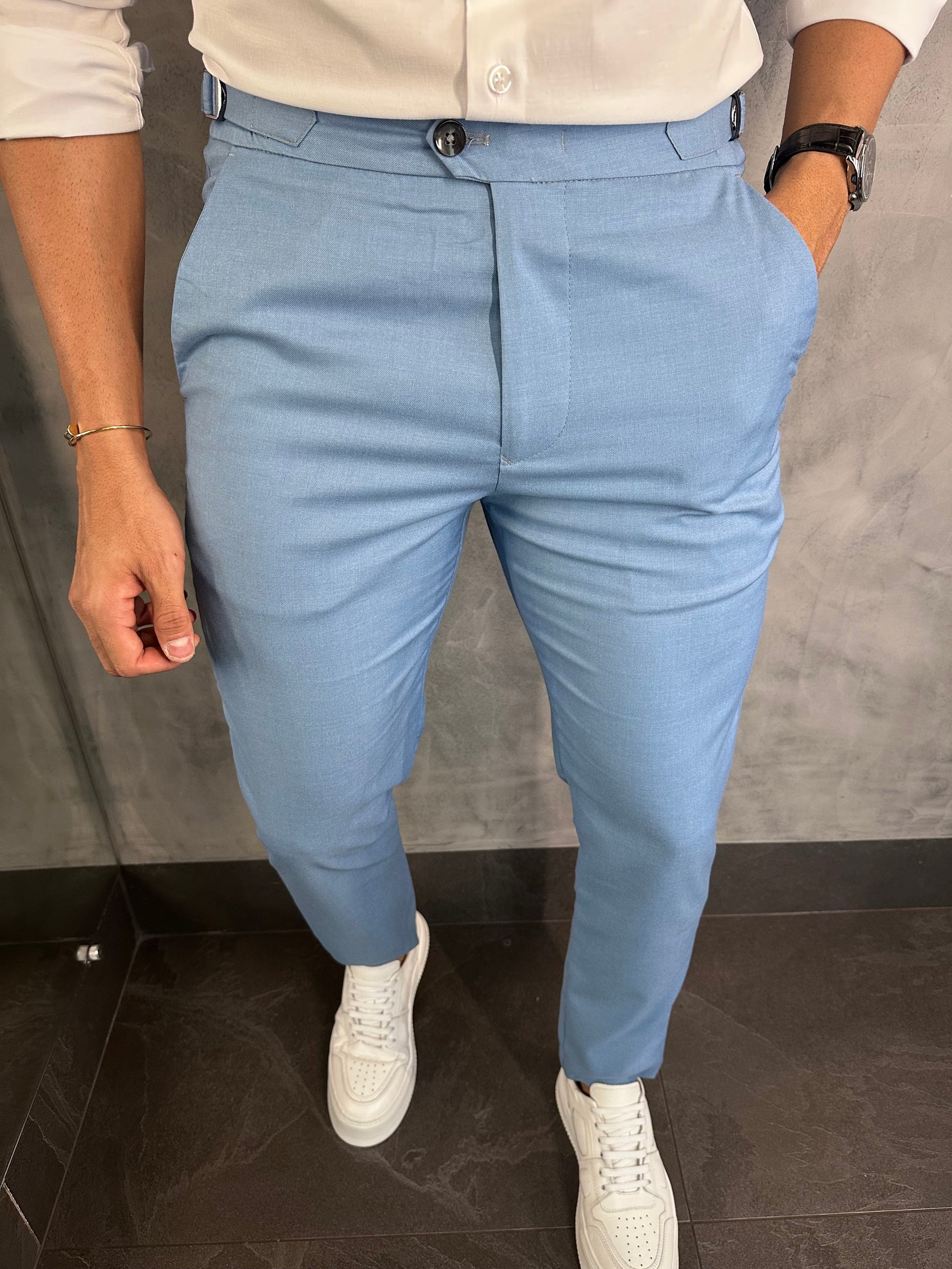 CALÇA ALF. SKINNY AJUSTE FIVELA PONTO H