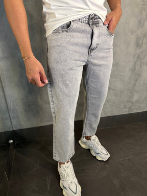 CALÇA JEANS SLIM CROPPED FOCATTO CINZA
