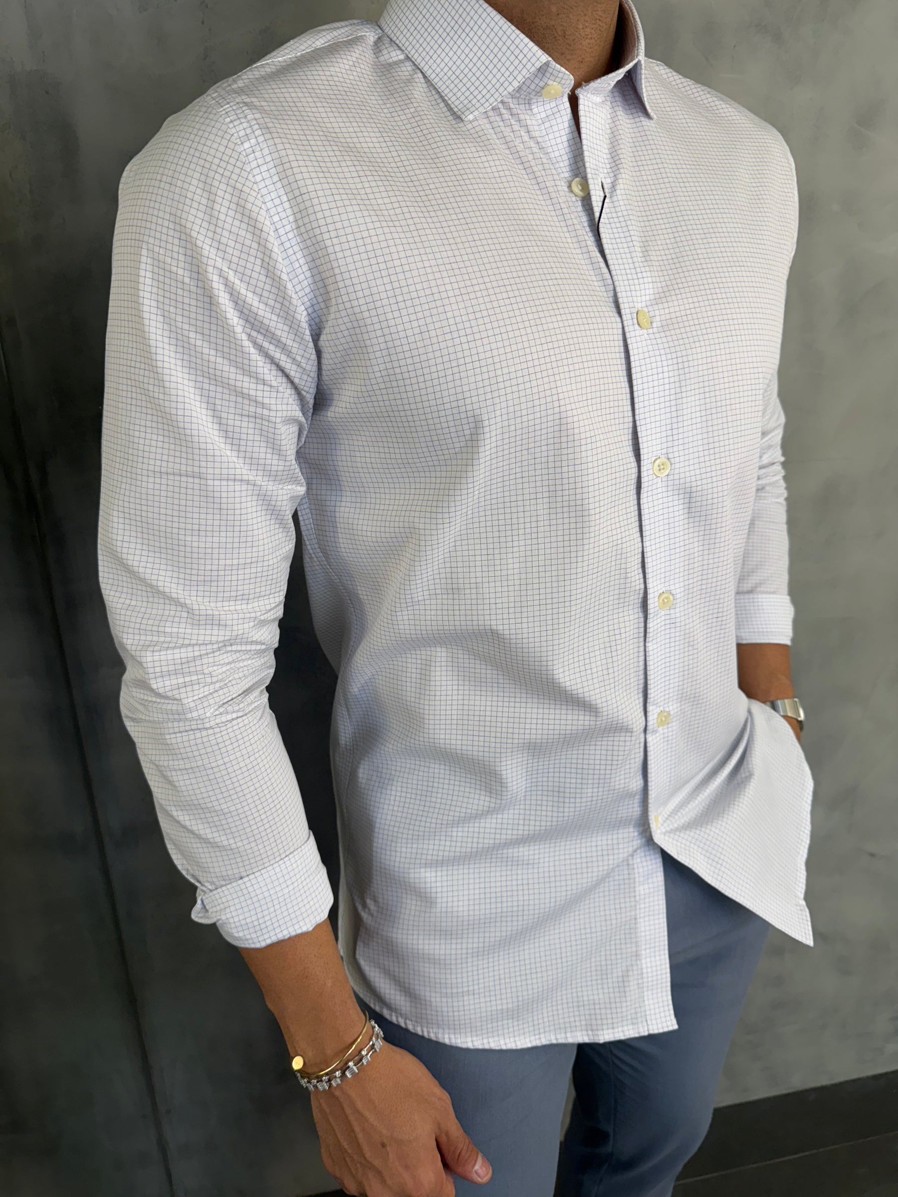 CAMISA M/L XADREZ GOLA ALTA INDICCATTO BRANCO