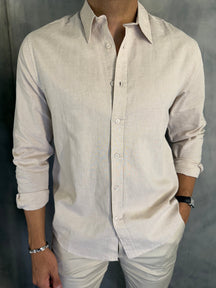 CAMISA M/L LINHO FIO TINTO PONTO H