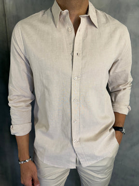 CAMISA M/L LINHO FIO TINTO PONTO H