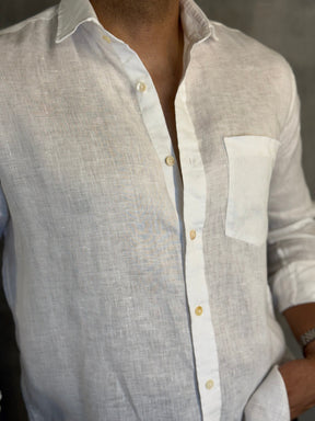 CAMISA M/L PURO LINHO PONTO H BRANCO