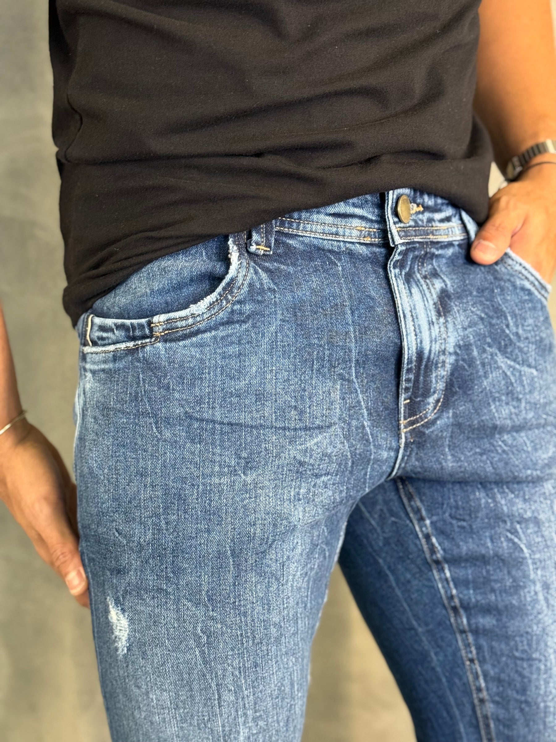 CALCA JEANS SKINNY SW DLZ AZUL RAJADO