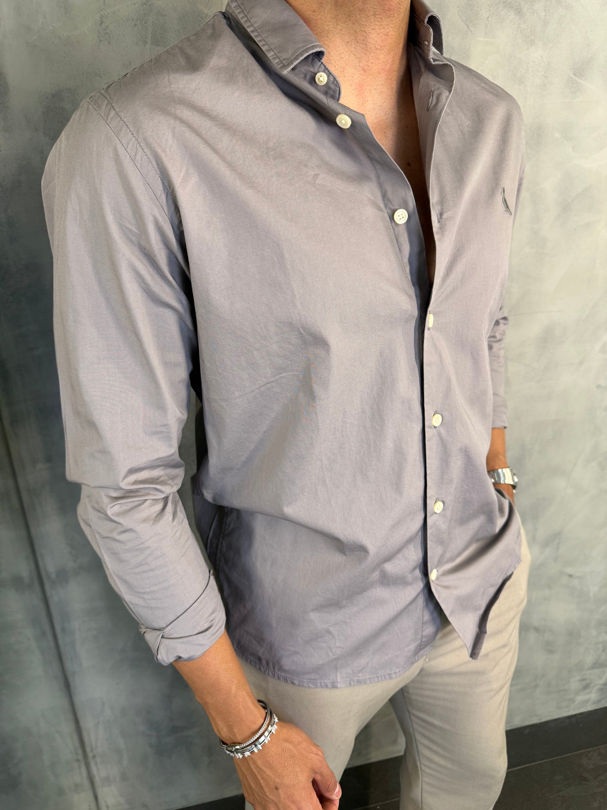 CAMISA M/L PORTO RESERVA CINZA LUA