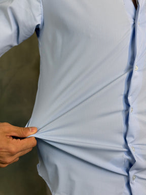 CAMISA M/L SLIM POLIAMIDA MICROLISTRAS PONTO H AZUL CLARO