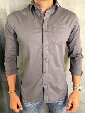 CAMISA M/L SARJA TINTURADA PONTO H