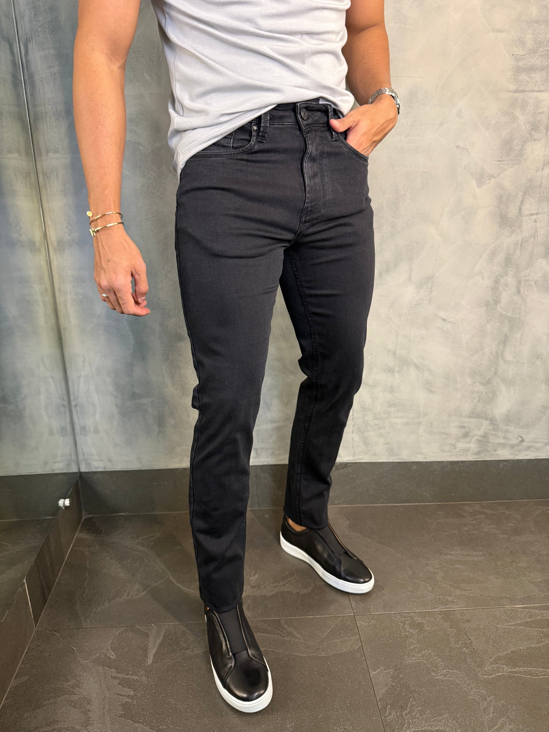 CALÇA JEANS TRIPLE DRY SLIM PONTO H PRETO