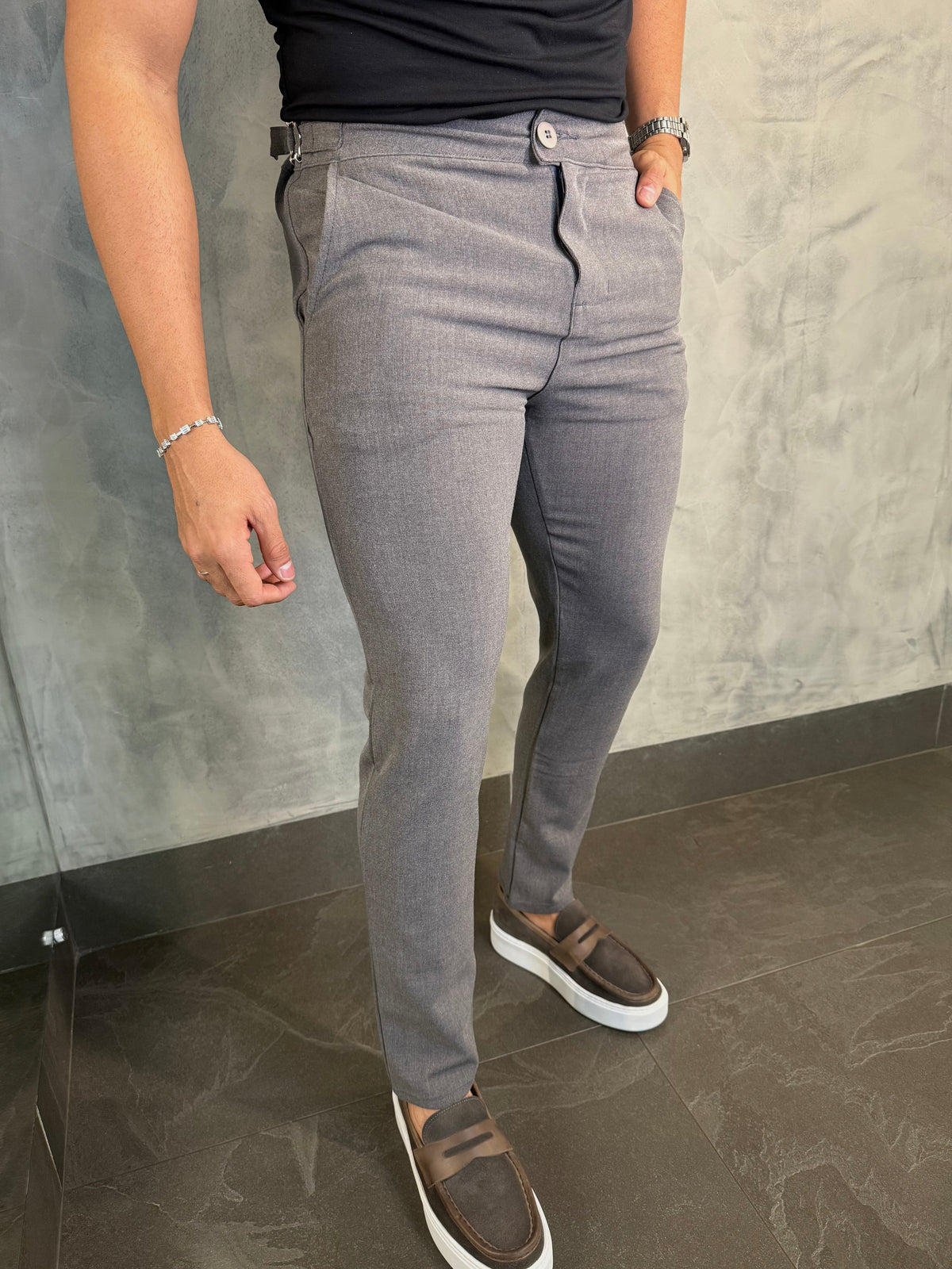 CALÇA ALF. ROMA PONTO H CINZA MÉDIO