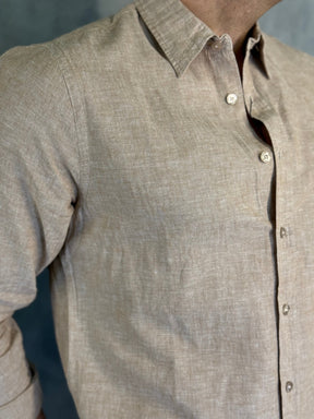 CAMISA M/L LINHO FIO TINTO PONTO H