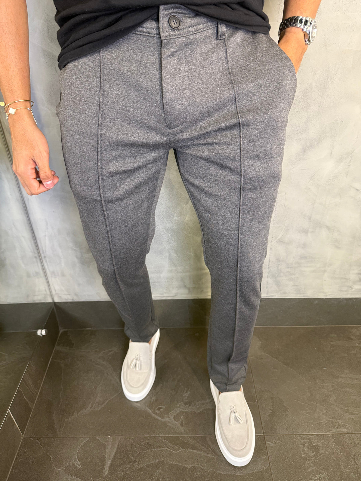 CALÇA ALF. POSITANO PONTO H CHUMBO