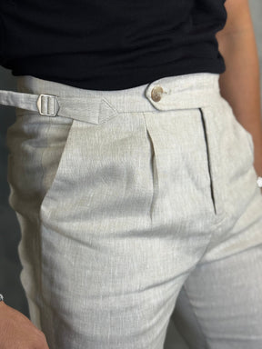 CALÇA ALF. GURKHA PURO LINHO PONTO H NATURAL