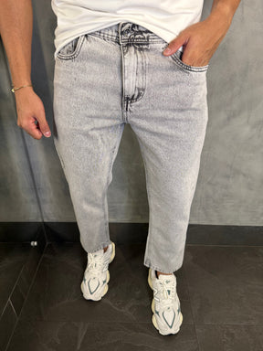 CALÇA JEANS SLIM CROPPED FOCATTO CINZA