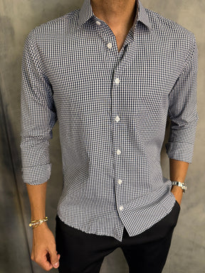 CAMISA M/L BOSSA NOVA XADREZ PONTO H AZUL