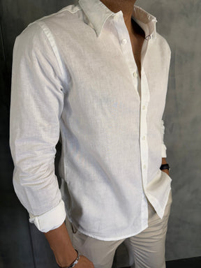 CAMISA M/L LINHO FIO TINTO PONTO H