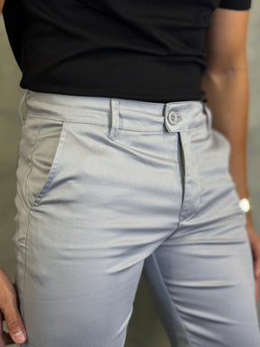 CALÇA SARJA ACETINADA PONTO H CINZA