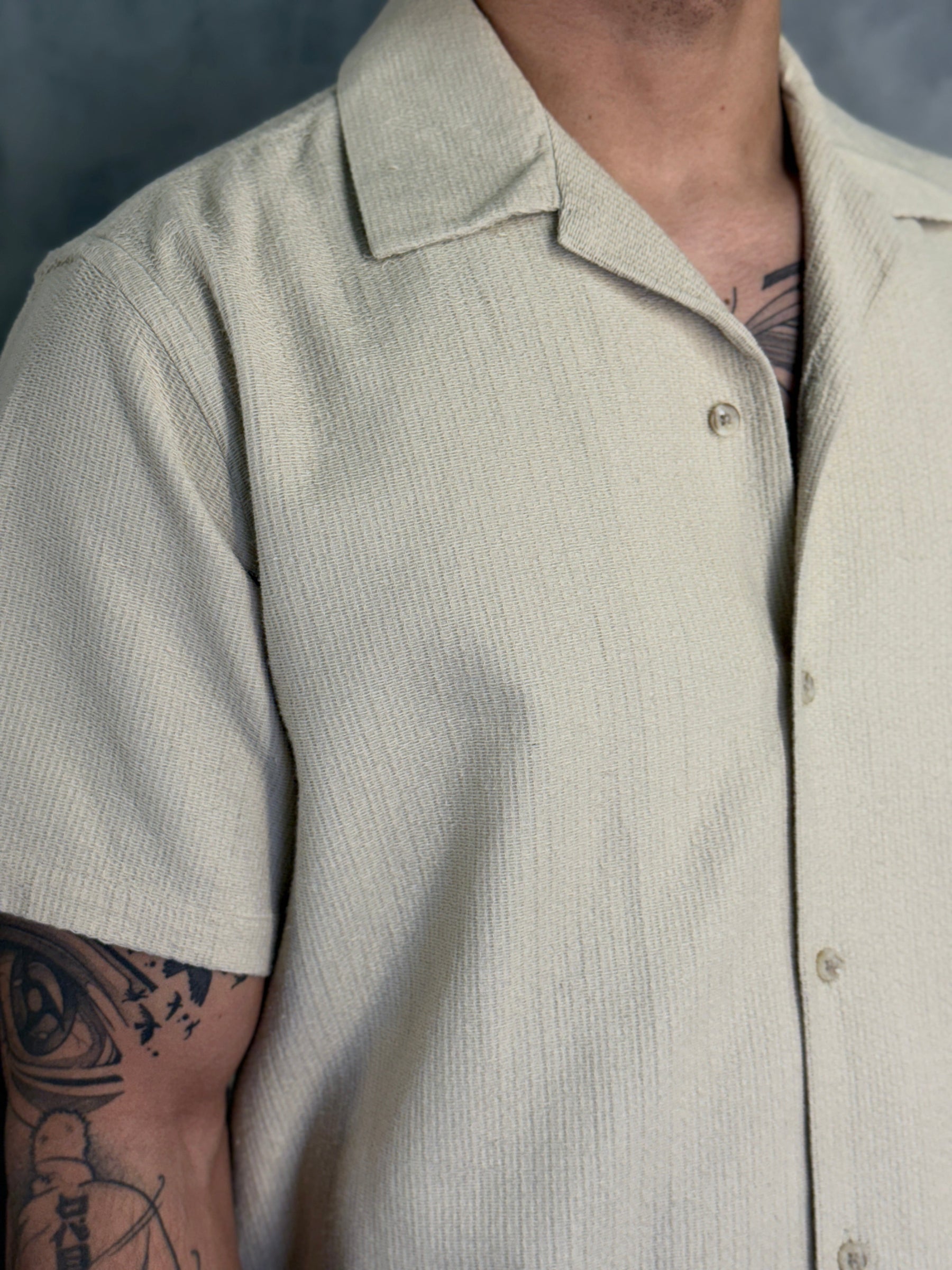 CAMISA M/C COTTON PREMIUM TEXTURA KINGEJOE KAKI