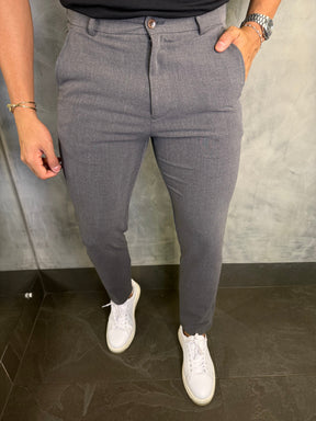 CALÇA ALF. SLIM STRETCH C/ AJUSTE BOTÃO PONTO H CHUMBO