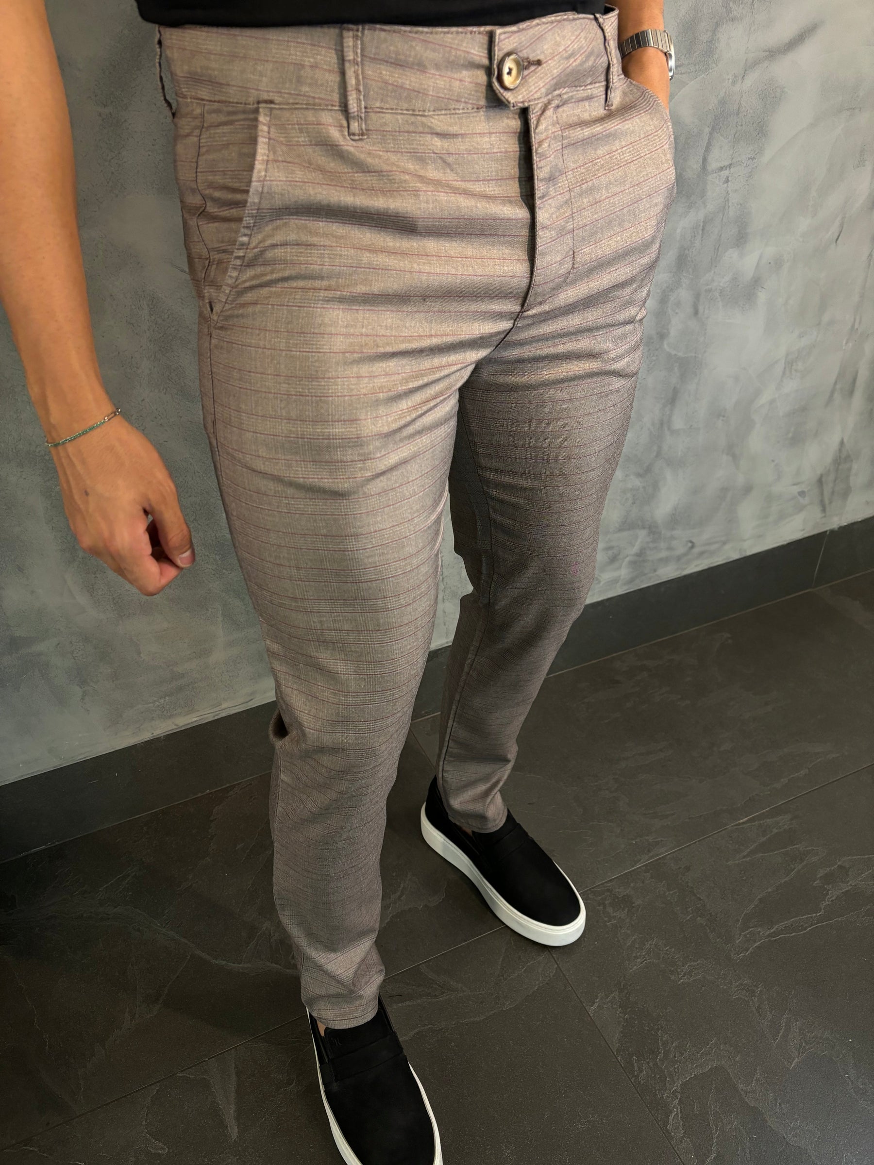 CALÇA ALF. PONTO H XADREZ CALCÁRIO