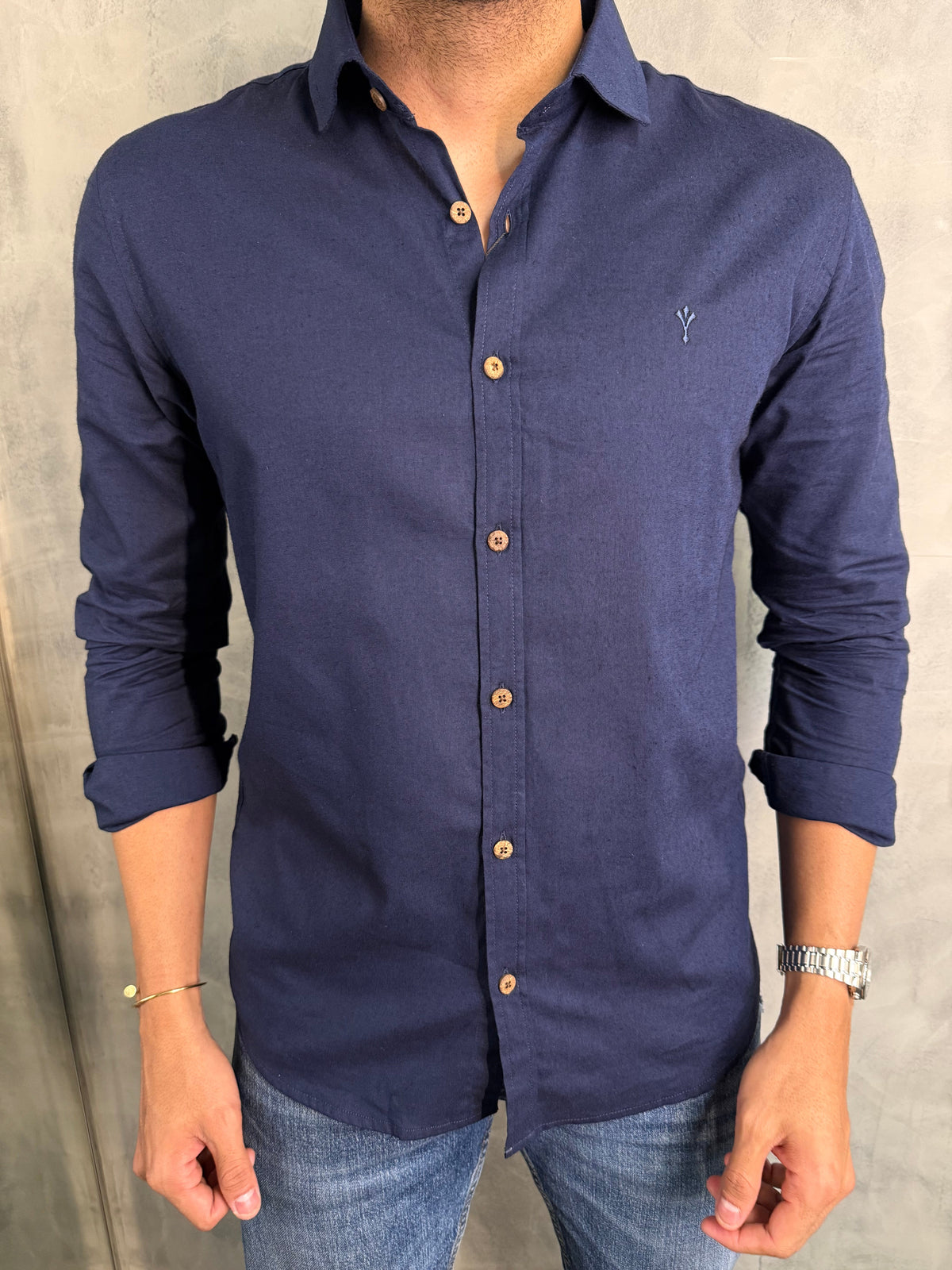 CAMISA DE VISCOLINHO M/L INDICCATTO MARINHO