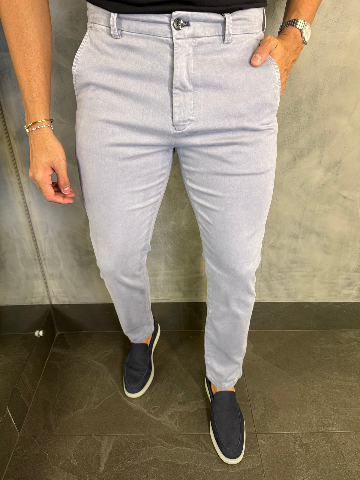 CALÇA ALF SARJA COMFORT SKINNY PONTO H NIMBUS