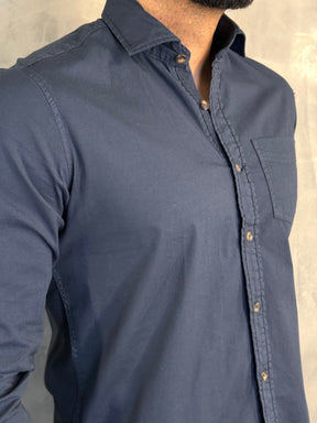 CAMISA M/L SARJA TINTURADA PONTO H